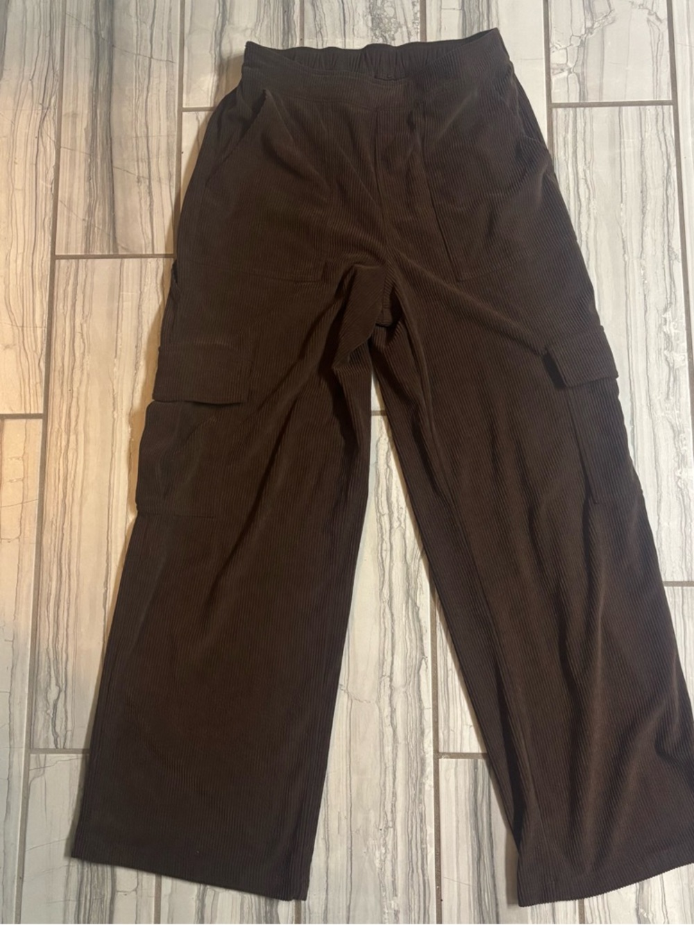 HALARA Dark Brown Ribbed Cargo Pants
